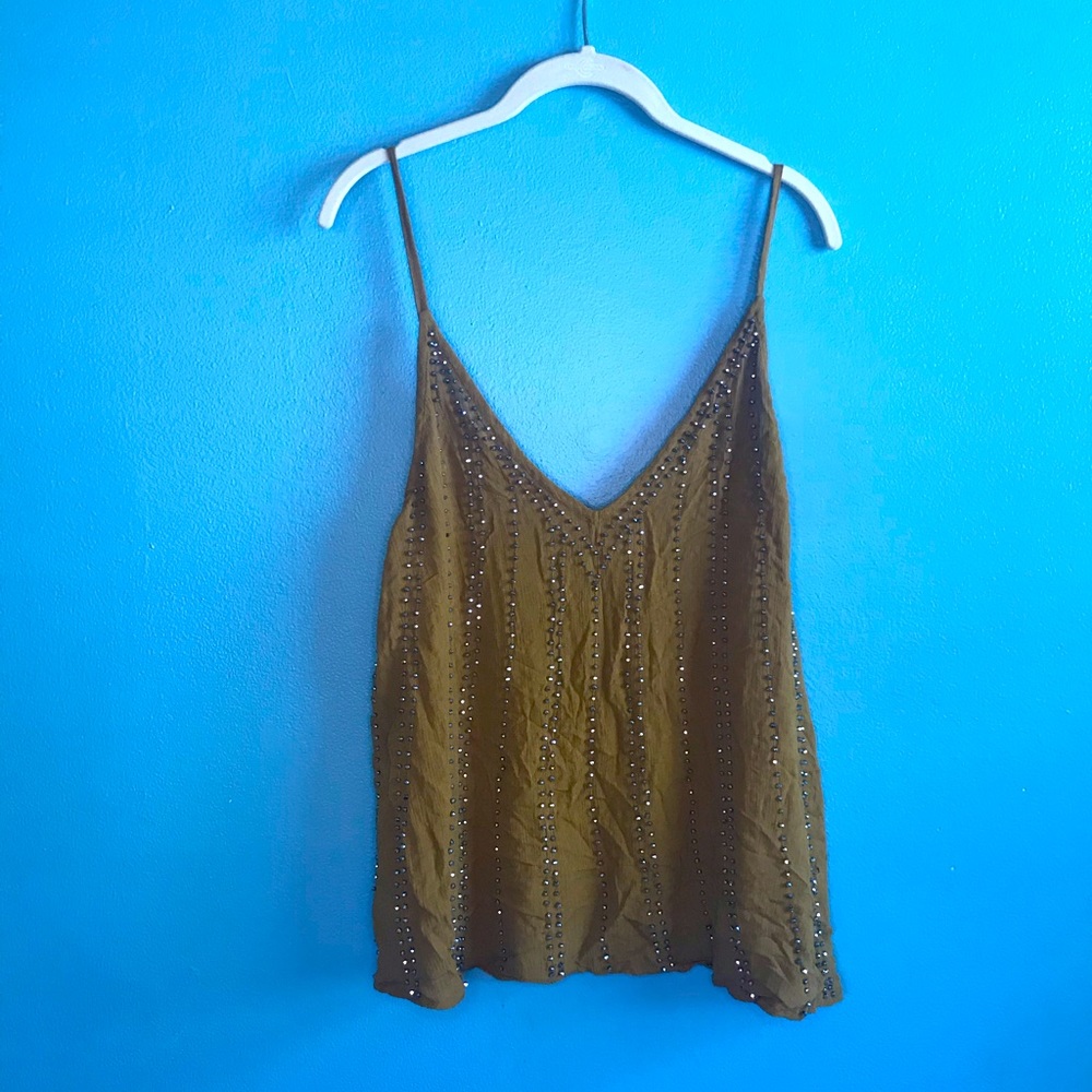Free People “Intimately” Chartreuse Beaded Tank